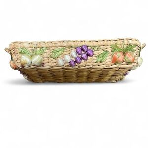 Vintage Woven Basket with Fruit Accents